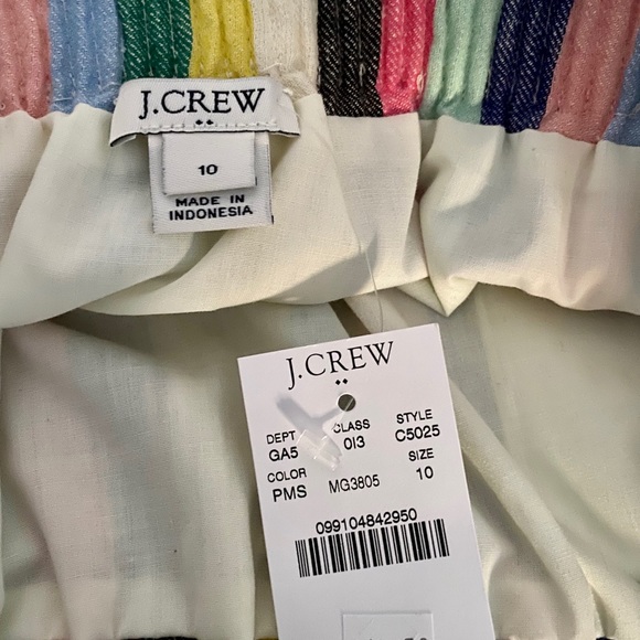 NWT J Crew Pull-On Linen Skirt Stripe Rainbow 10 - Picture 2 of 4